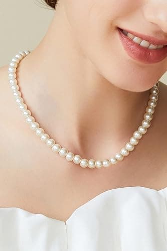 BABEYOND Collier Ras du Cou-Perles d'Imitation pour Femme Collier Court Rond Perle Simple pour Mariage Valentin Blanc thumbnail 2