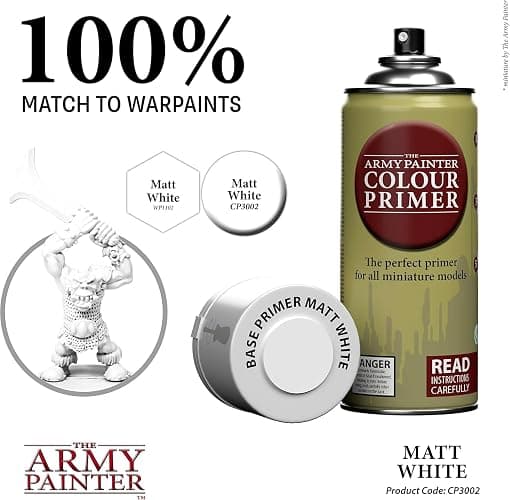 The Army Painter, Colour Primer Matt White, 400 ml acrylic spray | Spray Paint Basecoat for Miniature Model Undercoat Priming, Plastic Wargames, DnD & Warhammer thumbnail 3