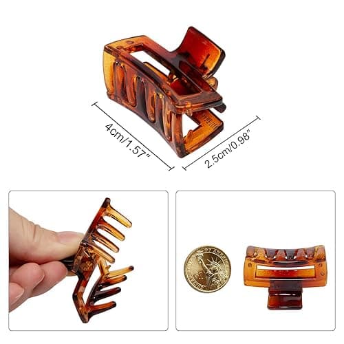 Small Tiny Claw Hair Clips for Women Girls for Thin/Medium Thick Hair, 1.5 Inch Mini Hair Jaw Clips Matte Rectangle Nonslip Clip with Gift Box (Matte+shiny color series) thumbnail 2