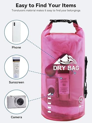HEETA Dry Bag Waterproof for Women Men, 5L/10L/20L/30L/40L Roll Top Lightweight Dry Storage Bag Backpack with Phone Case for Travel Swimming Boating Kayaking Paddle Board Camping Beach Accessories thumbnail 7