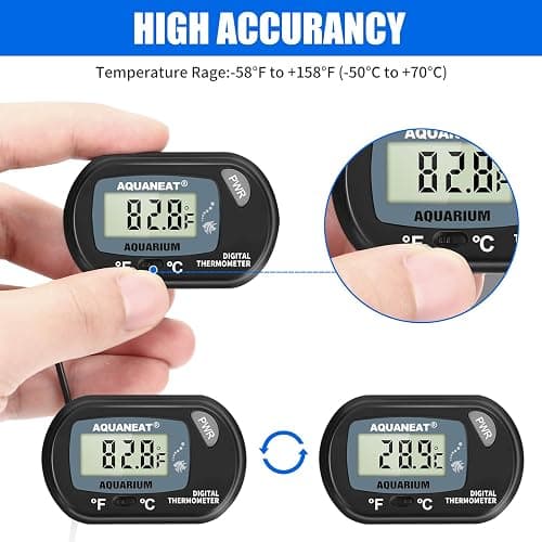 AQUANEAT 2 Pack Aquarium Thermometer, Fish Tank Thermometer, Digital Temperature Test, with Large LCD Display thumbnail 2