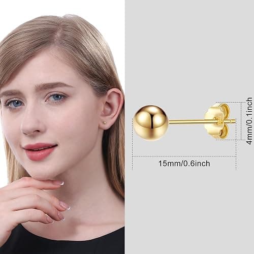 ToHeart 14k Gold Stud Earrings Women Hypoallergenic Flat Back Stud Earrings thumbnail 2