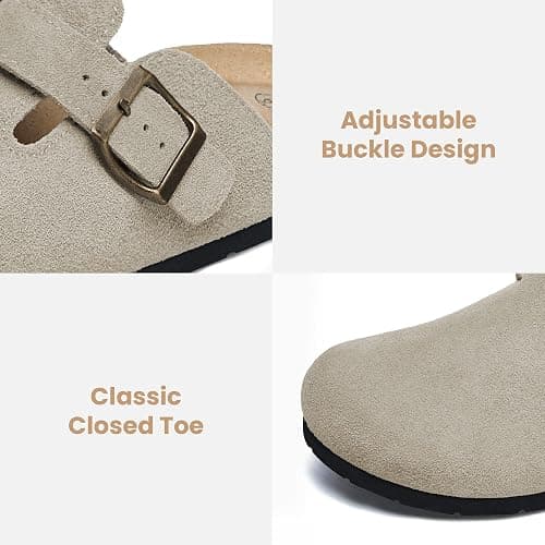 Xiakolaka Women's Suede Clogs Adjustable Buckle Slip on Footbed Home Clog Slippers thumbnail 5