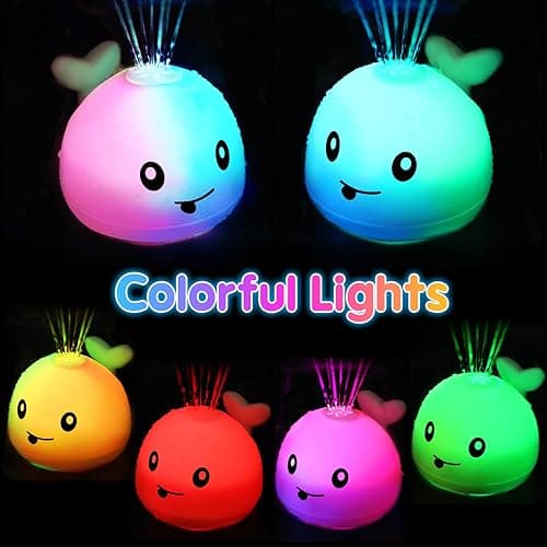 Gigilli Upgraded Baby Bath Toys, Rechargeable Light Up Bath Toys for Kids 1-3, Baby 6-12 12-18 Months Whale Bath Toy Sprinkler, Fountain Bathtub Toys Toddler Newborn Birthday Gifts - Gray whale thumbnail 6