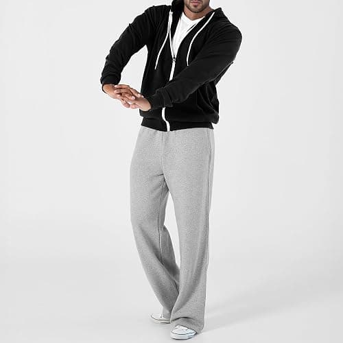 Ohoo Men's Zip Up Hoodie Lightweight Slim Fit Cotton Blend Full Zip Hooded Jacket with Hidden Pocket thumbnail 4