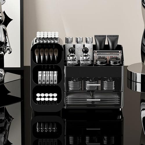 Makeup Organizer with Drawers for Vanity,Spacious Cosmetic Display Case,Perfect Storage Solution for Your Beauty Essential (Black) thumbnail 7