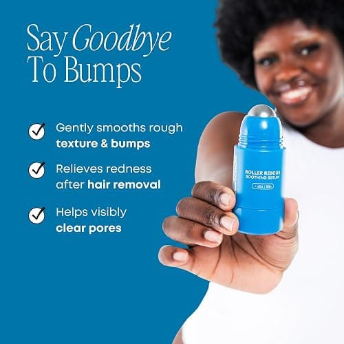 Bushbalm Roller Rescue Ingrown Hair Serum, Includes AHA and BHA - Exfoliating, Soothing, Cooling for Intimate Areas, Underarms - Helps With Razor Bumps and Ingrown Hairs, Blue 50 ml thumbnail 2
