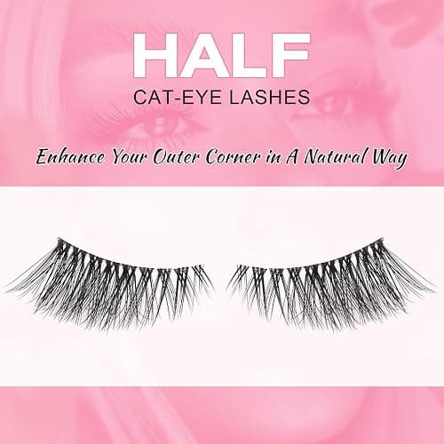 Sixstarhair Demi Faux Cils Bande Transparente 3D Faux Cils Naturel Half Lashes Oeil de chat Reutilisable Fake EyeLashes 10 Paires thumbnail 5