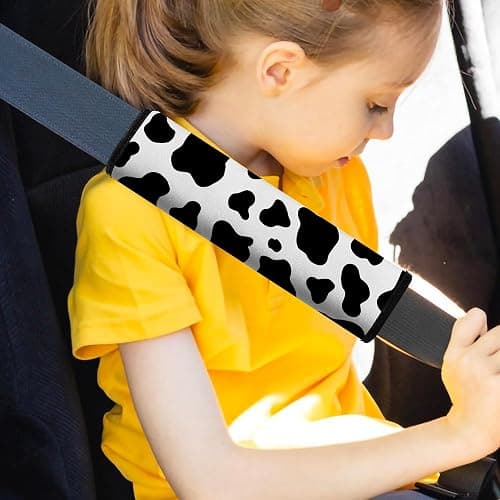 Mokiwala Car Seat Belt Pad Cover, 2-Pack Soft Car Safety Seat Belt Strap Shoulder Pad for Adults and Children, Suitable for Car Seat Belt, Backpack, Shoulder Bag (Cow Pattern) thumbnail 4