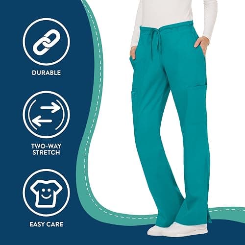 Cherokee Women Scrubs Pant Workwear Revolution Mid Rise Moderate Flare Drawstring WW120 thumbnail 4