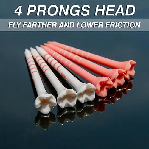 EWILLING Stable & Durable Plastic Golf Tees 60Pcs Size 2-3/4 Inch or 3-1/4 Inch Packaged in Plastic Jar with Lid Available Pink White Blue Color - Pink White 3-1/4" thumbnail 5