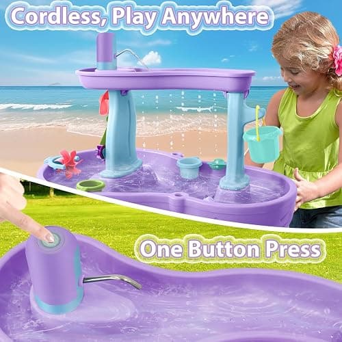 Intoypad Water Table Pump, Battery Powered Water Pump for Kids 3 Hours Non-Stop Fun Summer Outdoor Water Play Table Accessories for Step2 Water Table Toys for Kids Toddlers Purple thumbnail 6