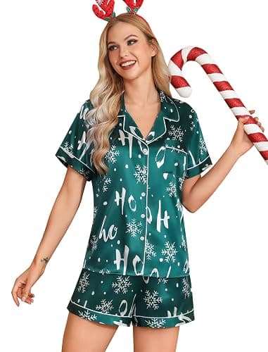 Leikar Silk Pajamas For Women Button Down Pajamas Satin PJ Set Soft Sleepwear - Image 1