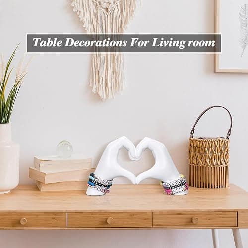 DOVDOV Hand Heart Decorative Statue, White Heart Decoration, Modern Art Home Decoration for Room Coffee Table Office Shelf on Entryway Entrance Tabletop Decoration and Ornament. thumbnail 4