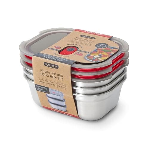 BLACK + BLUM Lunch Bowl Set - Reusable Meal Prep Containers for Picnic & Camping - Microwavable Stainless Steel Lunch Dinner Food Storage Box with Leak Proof Lid - Dishwasher Oven Safe - Small 22oz - Image 1