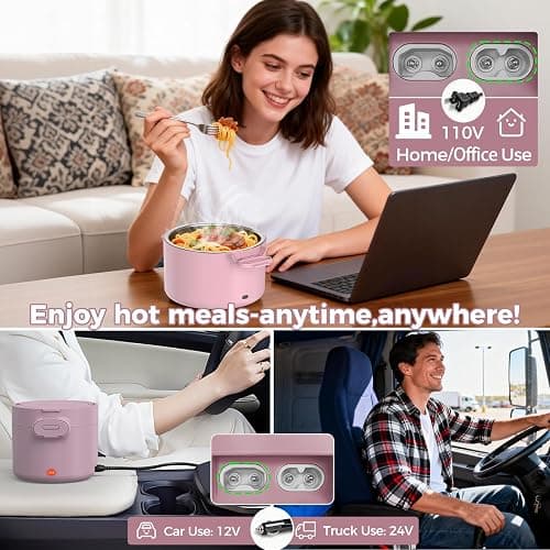 CDBEEE Electric Lunch Box, 33oz Portable Food Warmer for Warming Meals | 100W Fast Heating, 12V/24V/110V Lunch Warmer for Work,Car,Travel, Spill-Free, Dishwasher-Safe, Gifts for Women/Men thumbnail 4