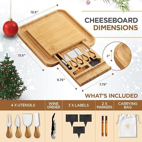 Charcuterie Board Gift Set - Bamboo Cheese Board and Knife Set - Housewarming Gifts for New Home, Wedding Gifts for Couples 2025, Bridal Shower Gifts, Birthday Gifts for Women thumbnail 5