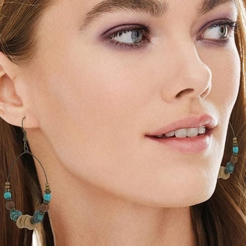 JMScape 45 Pairs Boho Vintage Drop Dangle Earrings Set for Women, Fashion Bohemian Earrings National Style Tassel Eardrop Hollow Bronze Waterdrop Leaf Jewelry for Valentine's Day Gifts thumbnail 3