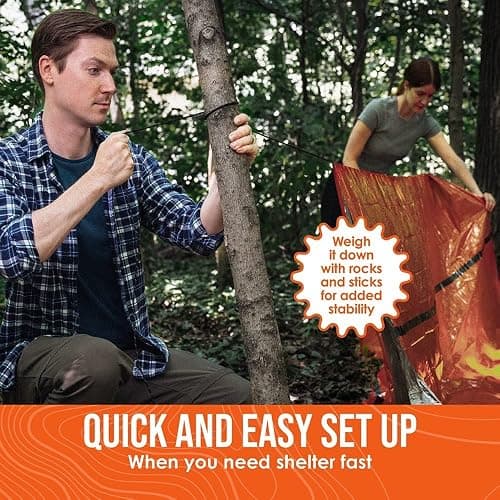 Go Time Gear Survival Life Tent • 2 Person Mylar Emergency Shelter Tube Tent + Paracord • All-Weather Protection for Camping, Hiking, & Survival Kits • Includes Emergency Whistle thumbnail 5