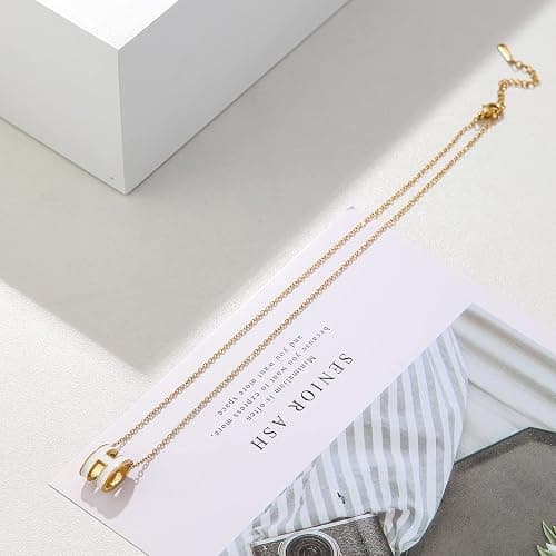 AIMADE H Necklace for Women18K Gold Plated Classic Letter Design Cute Fashion Necklace Pendant Jewelry Gifts for Women - Gold-White thumbnail 3