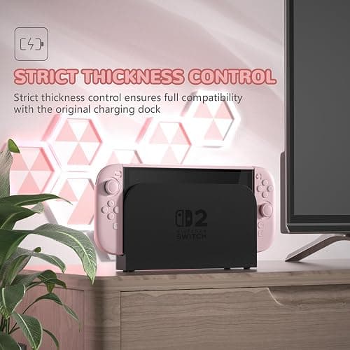 PlayVital Hard Case for Nintendo Switch 2 with Extra Stand & Thumb Grip Caps | Split Design, Dockable Protective Full-Body Shell Cover for Nintendo Switch 2 | Solid Color Series, Cherry Blossoms Pink thumbnail 5