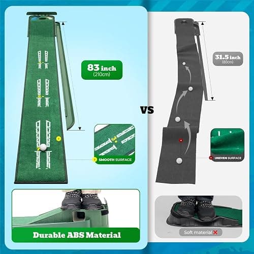 Putting Green Indoor - Golf Putting Mat with Realistic Green Speed,Dual Hazard Putting Mat, Ball Return, Velvet Surface, 8ft Practice Putting mat, Indoor&Outdoor Training Aid - Perfect Golf Gift thumbnail 5