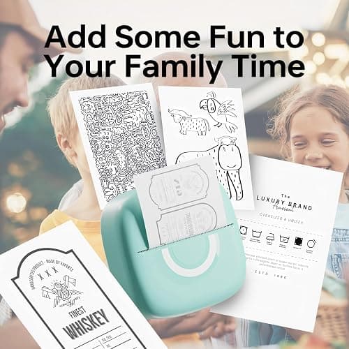 Cabaro Mini Printer Sticker Thermal Printer with 3 Rolls Paper, Bluetooth Portable Phone Print Pods,Study Sticker Maker for Pictures, Photos, Journals, DIY, Compatible with Phone & Tablet thumbnail 6