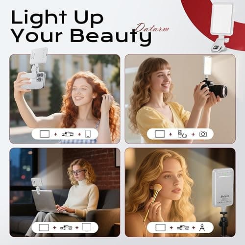 Datarm Rechargeable Soft Selfie Light for Phone, Camera, Laptop, 4-14H Battery Portable LED Light for Pictures, Phone Light Clip for Selfie, Vlog, TikTok, Makeup, Video Conference White Pro thumbnail 6