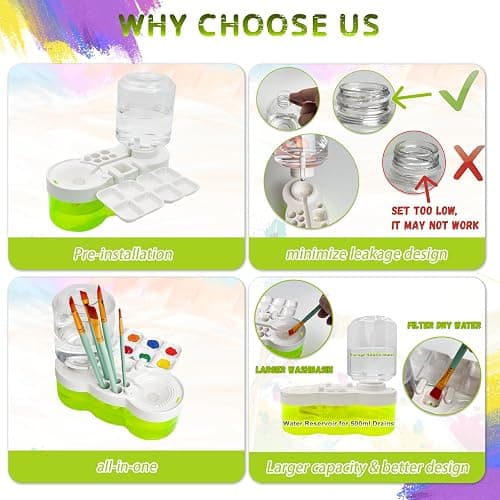 2025 Multifunctional Paint Brush Cleaner Brush rinse cup: Acrylic Paint brush cleaner tool Paint water cup Paint Water Dispenser Paint Brush Washer paint brushes for kids paint station art supplies thumbnail 4