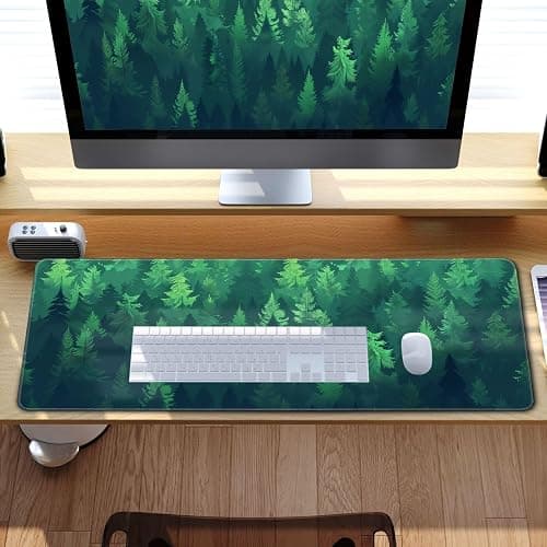 Forest Gaming Green Large Gaming Mouse Pad Keyboard Desk Pad Extended Mouse Pad Gaming Office Decor, Pc Laptop Mouse Pads Large (31.5x11.8 in) with Stitched Eges Non-Slip Base Mousepad XL thumbnail 7