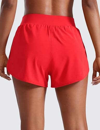 CRZ YOGA Dolphin Flat Waist Athletic Shorts for Women 3" - High Rise Quick Dry for Running Workout Gym Track with Zip Pockets thumbnail 2