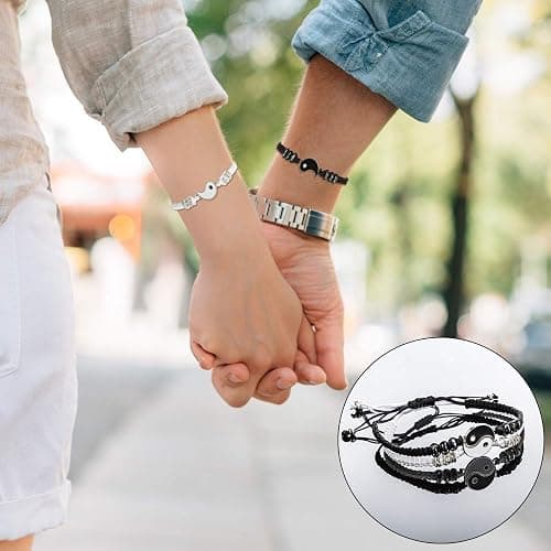 Hicarer 4 Pcs Yin Yang Necklace for 2 and Matching Friend Couples Bracelet Christmas for BFF Friendship Gifts thumbnail 4