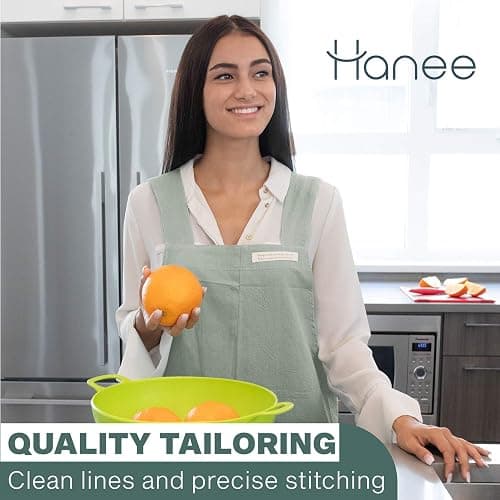 Hanee Cotton Aprons for Women and Men | Cross-Back Apron with Pockets thumbnail 3