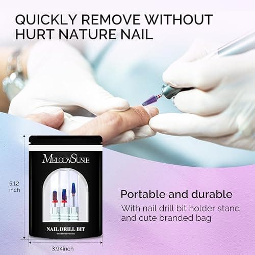 MelodySusie 3Pcs Nail Drill Bits Set, 3/32'' Carbide Tungsten Bits, 5 in 1, Smooth Round Top Large Barrel and Tornado Bits, Suitable for Manicure Pedicure Cuticle Gel Acrylic Remover, Purple thumbnail 7