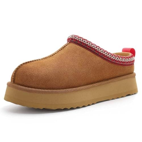 KIDMI Genuine Suede Platform Slippers for Women Fuzzy Winter Warm Shoes Indoor Outdoor thumbnail 4