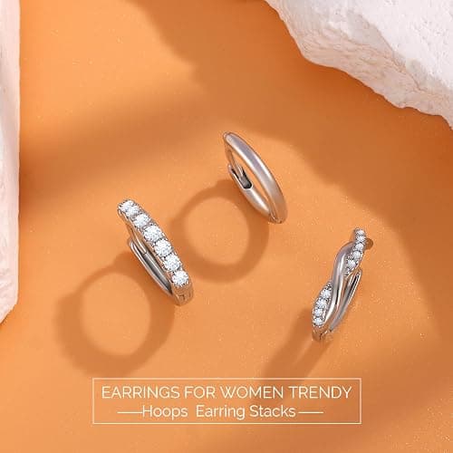 JUNVirtuous 925 Sterling Silver Hoop Earrings for Women Hypoallergenic Silver Small Huggie Hoop Earrings for Women Stack Sets for Multiple Piercing Trendy Jewelry aretes de plata 925 para mujer thumbnail 8