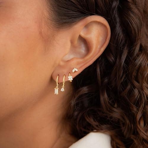 VIROMY Silver Stud Earrings for Women, Sterling Silver earrings Set Small Hoop Earrings Stack Dangle Earrings Minimalist Drop Stud earrings Hypoallergenic Everyday Earrings Women Trendy thumbnail 2