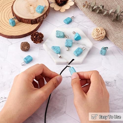 Beadthoven 24pcs Natural Turquoise Pendants Irregular Healing Stone Crystal Chakra Reiki Nugget Tumbled Blue Gemstone Charm Beads for DIY Necklace Jewelry Making thumbnail 2