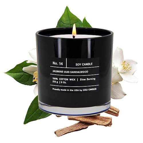 Lulu Candles | Jasmine, Oud & Sandalwood | Luxury Scented Soy Jar Candle | Hand Poured in The USA | Highly Scented & Long Lasting (9 Oz.) - Image 1