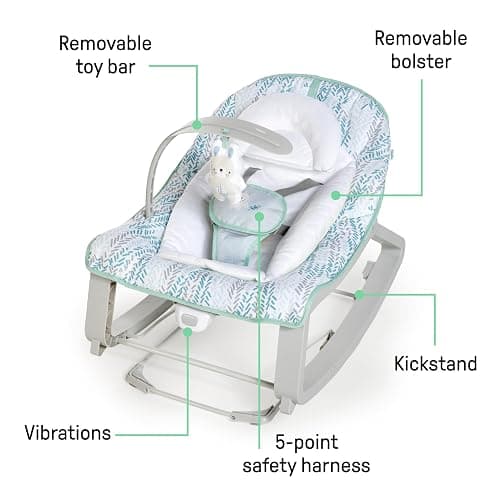 Ingenuity Keep Cozy 3-in-1 Grow with Me Vibrating Baby Bouncer Seat & Infant to Toddler Rocker, Vibrations & -Toy Bar, 0-30 Months Up to 40 lbs (Spruce) thumbnail 4