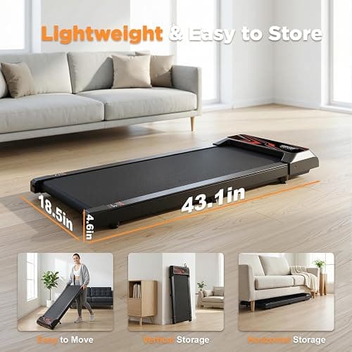 2.5HP Walking Mat with Incline pad,Under Desk Treadmill, Walking Running Pad with Remote, 3 in 1 Low Noise Small Mini Portable Treadmill with Led Screen, Compact Treadmills for Home, 265lbs Capacity thumbnail 8