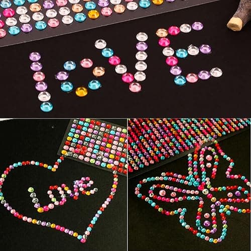 3120pcs 6mm Self-Adhesive Rhinestone Stickers Gem Stickers Jewels Crystal Embellishment Sheet for Crafts DIY Card Making (12 Sheets) thumbnail 5