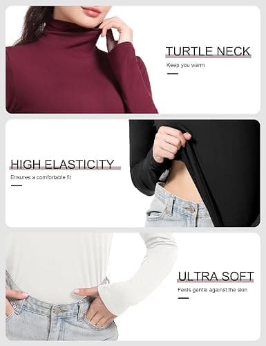 Dalavch 4 Pack Women’s Turtle Neck Long Sleeve Shirts Fall Fashion Turtleneck Baselayer Undershirts Tops Underscrub thumbnail 4
