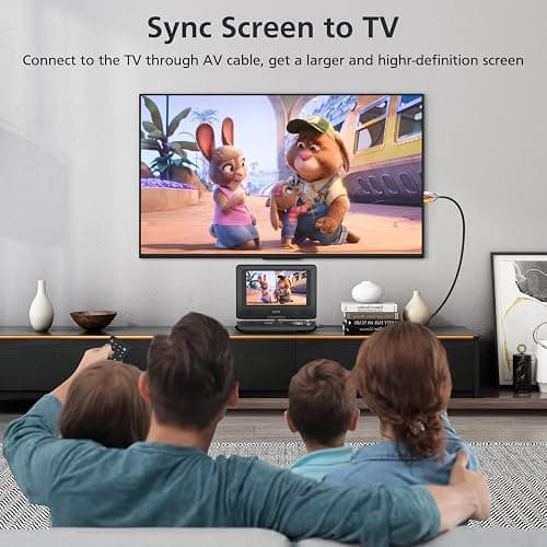 11.5" Portable DVD Player for Kids and Car, 9.5" Swivel HD Screen with 4-6 Hours Built-in Battery, Support Sync Screen to TV, Support SD Card/USB/Multiple Disc Formats (Black) thumbnail 5