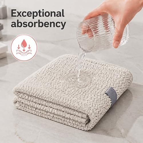 Admygo Microfibre Hair Towel, Super Absorbent Hair Towel Wrap with Elastic Straps for Women Adults, Soft Hair Turban Towel for Long Thick Curly Wet Hair, Khaki thumbnail 3