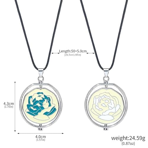 SONGCHANGJEWELRY Elegant Arcane Rose Pendant Necklace - Flip over design with delicately carved flowers - Gift to Witness Love and Friendship thumbnail 2