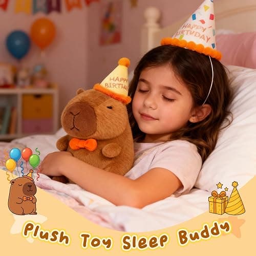 redaica Happy Birthday Capybara Plush,Cute Capybara Stuffed Animal,Soft Kawaii Capibaras Stuff Toy for Kids,Capibara Plushies Birthday Party Decorations Gift for Boys Girls(10inch) thumbnail 5
