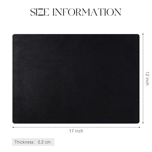 MOSAYT Vinyl Placemats Set of 4-12 X 17 Inch - Faux Leather 100% Waterproof Oil-Proof Wipeable PU Place Mats, Heat Resistant Reversible Table Mats for Kitchen, Dining, Outdoor (Black) thumbnail 3
