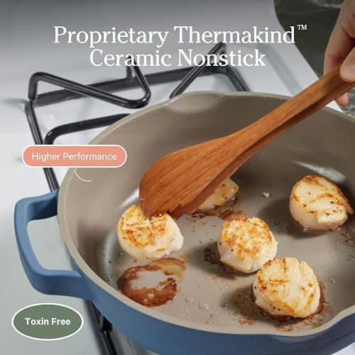 Our Place Always Pan 2.0 – 27cm (2.5L) Nonstick, Toxin-Free Ceramic Cookware | Patented 10-in-1 Aluminum Frying & Sauté Pan | Safe for Oven, Induction & All Cooktops up to 232°C | Blue Salt thumbnail 5