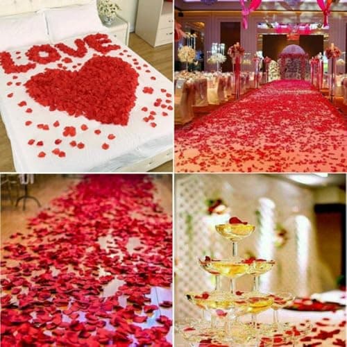 CODE FLORIST 2200 PCS Dark-Red Silk Rose Petals for Romantic Night,Wedding,Proposal Anniversary Flower Decorations thumbnail 7
